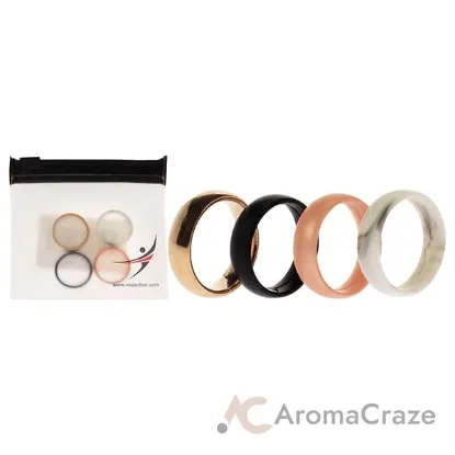 Picture of Silicone Wedding Twin 6mm Ring Set - Rose by ROQ for Women - 4 x 6 mm Ring