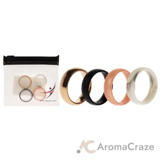 Picture of Silicone Wedding Twin 6mm Ring Set - Rose by ROQ for Women - 4 x 6 mm Ring