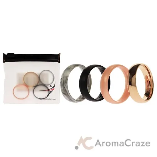 Picture of Silicone Wedding Twin 6mm Ring Set - Rose by ROQ for Women - 4 x 10 mm Ring