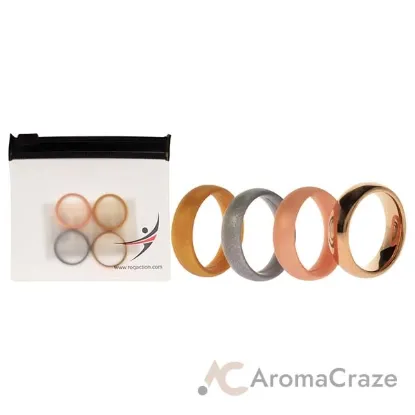 Picture of Silicone Wedding Twin 6mm Ring Set - Gold by ROQ for Women - 4 x 4 mm Ring