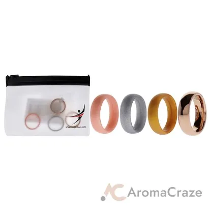 Picture of Silicone Wedding Twin 6mm Ring Set - Gold by ROQ for Women - 4 x 5 mm Ring