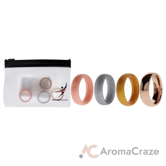 Picture of Silicone Wedding Twin 6mm Ring Set - Gold by ROQ for Women - 4 x 5 mm Ring