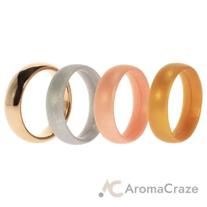 Picture of Silicone Wedding Twin 6mm Ring Set - Gold by ROQ for Women - 4 x 8 mm Ring