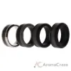 Picture of Silicone Wedding Twin Carbon Ring Set - Black-Grey by ROQ for Men - 4 x 7 mm Ring