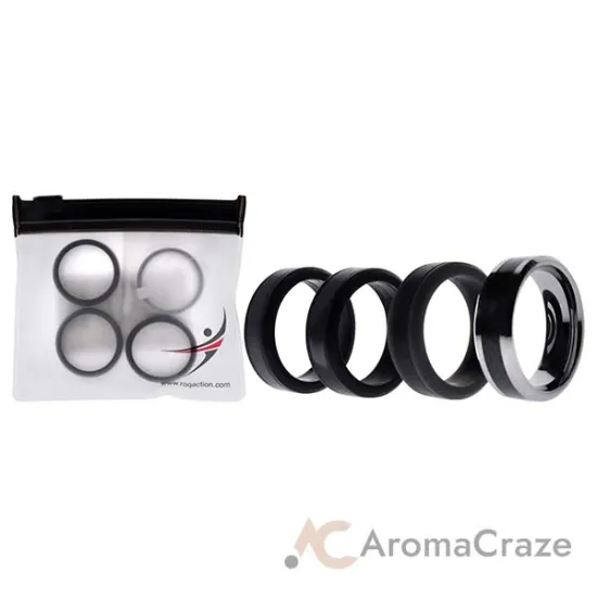 Picture of Silicone Wedding Twin Carbon Ring Set - Black-Grey by ROQ for Men - 4 x 10 mm Ring