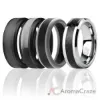 Picture of Silicone Wedding Twin Carbon Ring Set - Black-Grey by ROQ for Men - 4 x 11 mm Ring