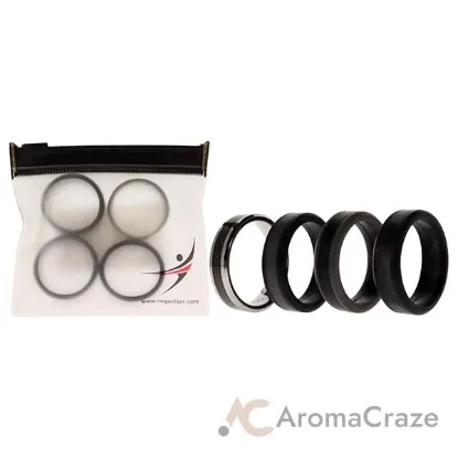 Picture of Silicone Wedding Twin Carbon Ring Set - Black-Grey by ROQ for Men - 4 x 13 mm Ring