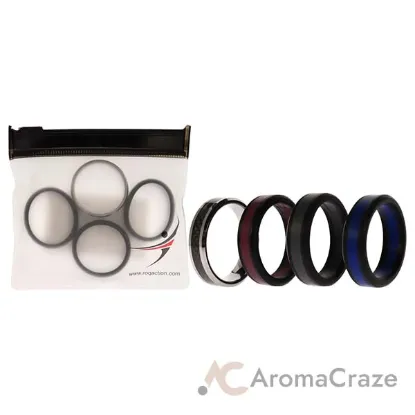 Picture of Silicone Wedding Twin Carbon Ring Set - Bordeaux by ROQ for Men - 4 x 13 mm Ring