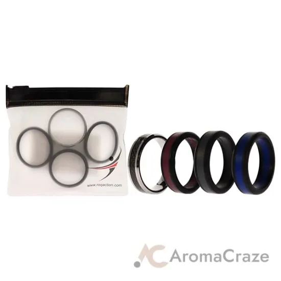 Picture of Silicone Wedding Twin Carbon Ring Set - Bordeaux by ROQ for Men - 4 x 13 mm Ring