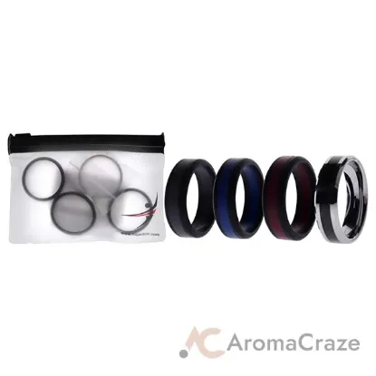 Picture of Silicone Wedding Twin Carbon Ring Set - Bordeaux by ROQ for Men - 4 x 16 mm Ring