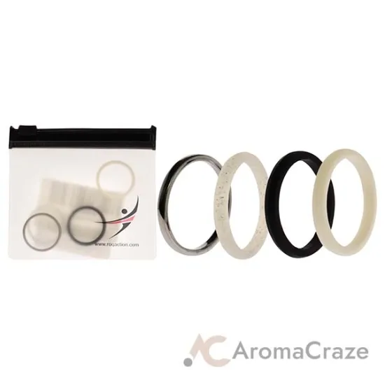 Picture of Silicone Wedding Twin 2mm Ring Set - Black-White by ROQ for Women - 4 x 9 mm Ring