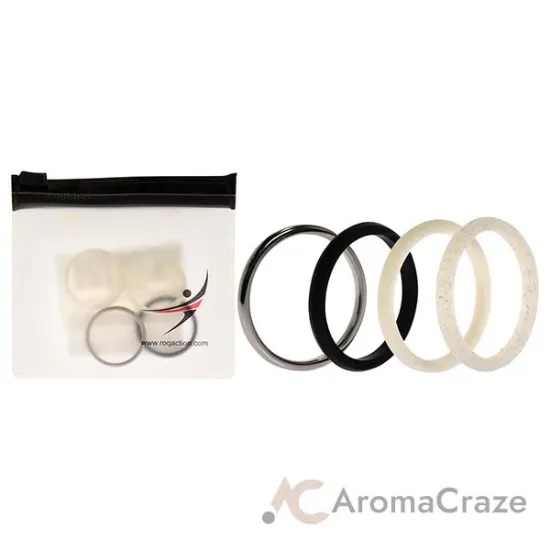 Picture of Silicone Wedding Twin 2mm Ring Set - Black-White by ROQ for Women - 4 x 10 mm Ring