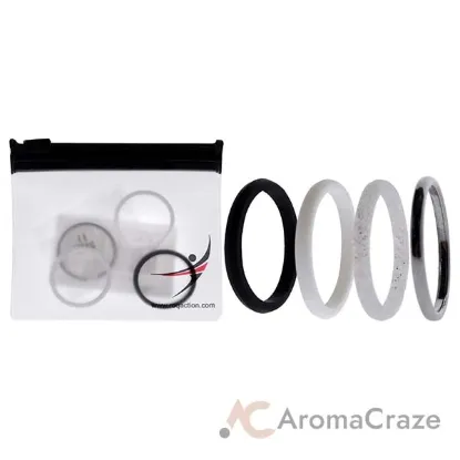 Picture of Silicone Wedding Twin 2mm Ring Set - Black-White by ROQ for Women - 4 x 11 mm Ring