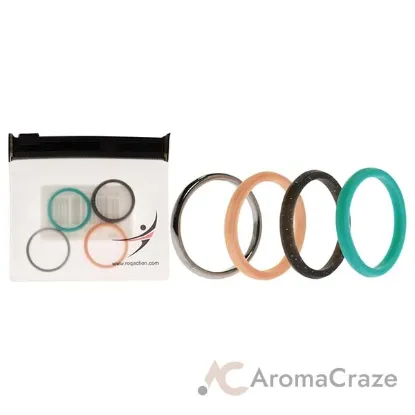 Picture of Silicone Wedding Twin 2mm Ring Set - Turquoise by ROQ for Women - 4 x 10 mm Ring