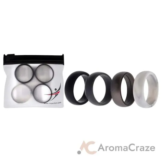 Picture of Silicone Wedding Ring Set - Marble by ROQ for Men - 4 x 14 mm Ring