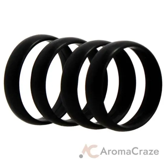Picture of Silicone Wedding 6mm Smooth Ring Set - Black by ROQ for Men - 4 x 11 mm Ring