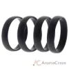 Picture of Silicone Wedding 6mm Smooth Ring Set - 4 Black by ROQ for Men - 4 x 15 mm Ring
