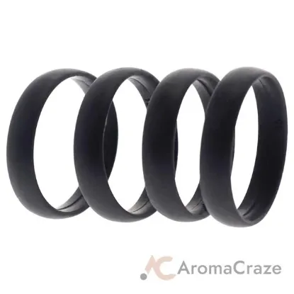 Picture of Silicone Wedding 6mm Smooth Ring Set - 4 Black by ROQ for Men - 4 x 15 mm Ring