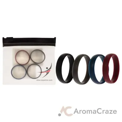 Picture of Silicone Wedding 6mm Smooth Ring Set - Bordeaux by ROQ for Men - 4 x 11 mm Ring