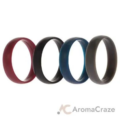 Picture of Silicone Wedding 6mm Smooth Ring Set - Bordeaux by ROQ for Men - 4 x 12 mm Ring