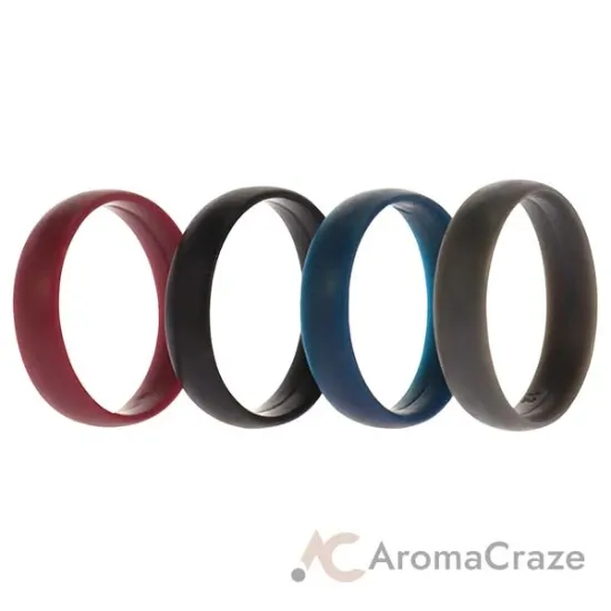 Picture of Silicone Wedding 6mm Smooth Ring Set - Bordeaux by ROQ for Men - 4 x 12 mm Ring