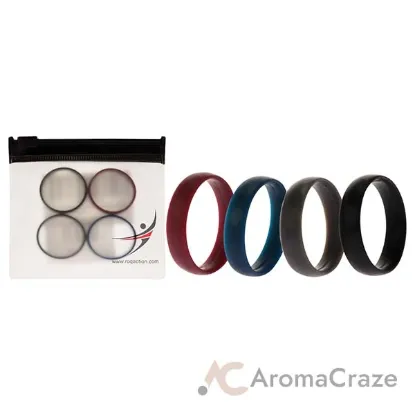 Picture of Silicone Wedding 6mm Smooth Ring Set - Bordeaux by ROQ for Men - 4 x 13 mm Ring