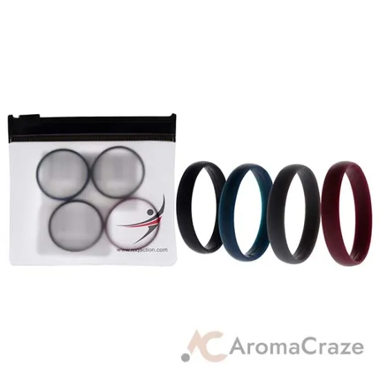 Picture of Silicone Wedding 6mm Smooth Ring Set - Bordeaux by ROQ for Men - 4 x 15 mm Ring