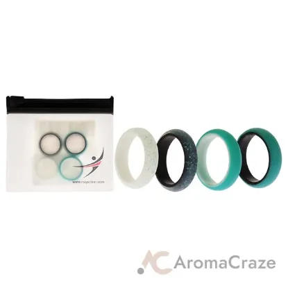 Picture of Silicone Wedding 2Layer Ring Set - Turquoise by ROQ for Women - 4 x 4 mm Ring