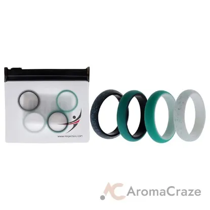 Picture of Silicone Wedding 2Layer Ring Set - Turquoise by ROQ for Women - 4 x 8 mm Ring