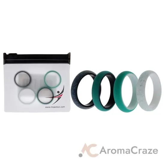 Picture of Silicone Wedding 2Layer Ring Set - Turquoise by ROQ for Women - 4 x 8 mm Ring