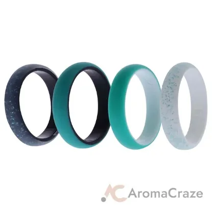 Picture of Silicone Wedding 2Layer Ring Set - Turquoise by ROQ for Women - 4 x 11 mm Ring