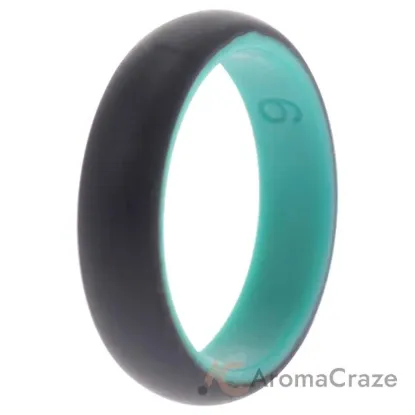 Picture of Silicone Wedding 2Layer Ring - Turquoise-Black by ROQ for Women - 9 mm Ring