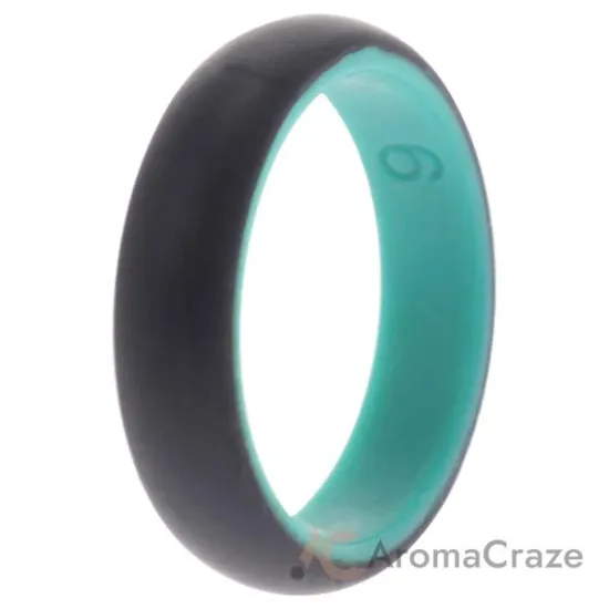 Picture of Silicone Wedding 2Layer Ring - Turquoise-Black by ROQ for Women - 9 mm Ring