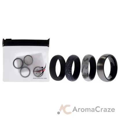 Picture of Silicone Wedding Twin Brushed 6mm Ring Set - Marble by ROQ for Women - 4 x 4 mm Ring