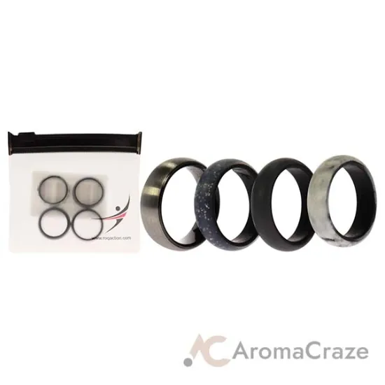 Picture of Silicone Wedding Twin Brushed 6mm Ring Set - Marble by ROQ for Women - 4 x 6 mm Ring