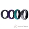 Picture of Silicone Wedding Twin Brushed 6mm Ring Set - Turquoise by ROQ for Women - 4 x 5 mm Ring
