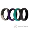Picture of Silicone Wedding Twin Brushed 6mm Ring Set - Turquoise by ROQ for Women - 4 x 7 mm Ring