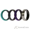 Picture of Silicone Wedding Twin Brushed 6mm Ring Set - Turquoise by ROQ for Women - 4 x 9 mm Ring