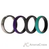 Picture of Silicone Wedding Twin Brushed 6mm Ring Set - Turquoise by ROQ for Women - 4 x 11 mm Ring