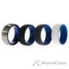 Picture of Silicone Wedding Twin Dome 8mm Ring Set - Blue by ROQ for Men - 4 x 7 mm Ring
