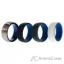 Picture of Silicone Wedding Twin Dome 8mm Ring Set - Blue by ROQ for Men - 4 x 7 mm Ring