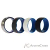 Picture of Silicone Wedding Twin Dome 8mm Ring Set - Blue by ROQ for Men - 4 x 8 mm Ring