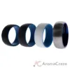 Picture of Silicone Wedding Twin Dome 8mm Ring Set - Blue by ROQ for Men - 4 x 9 mm Ring