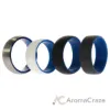 Picture of Silicone Wedding Twin Dome 8mm Ring Set - Blue by ROQ for Men - 4 x 10 mm Ring