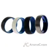Picture of Silicone Wedding Twin Dome 8mm Ring Set - Blue by ROQ for Men - 4 x 13 mm Ring