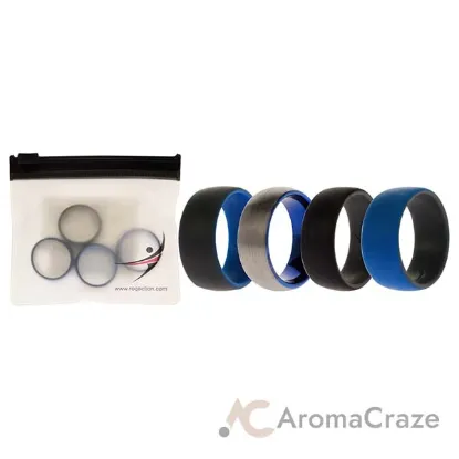 Picture of Silicone Wedding Twin Dome 8mm Ring Set - Grey by ROQ for Men - 4 x 8 mm Ring