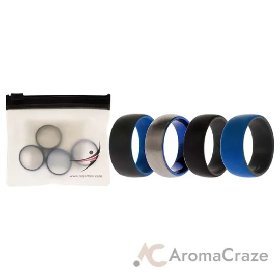 Picture of Silicone Wedding Twin Dome 8mm Ring Set - Grey by ROQ for Men - 4 x 8 mm Ring