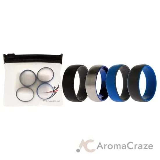 Picture of Silicone Wedding Twin Dome 8mm Ring Set - Grey by ROQ for Men - 4 x 11 mm Ring