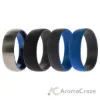 Picture of Silicone Wedding Twin Dome 8mm Ring Set - Grey by ROQ for Men - 4 x 13 mm Ring