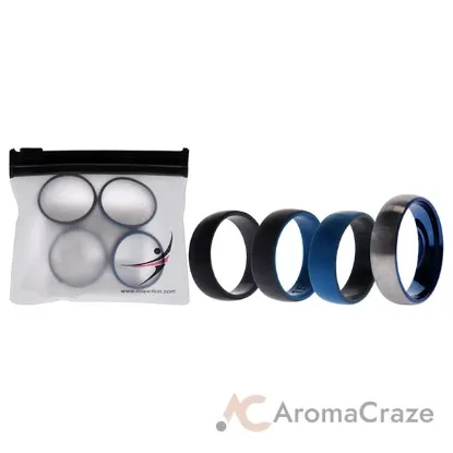 Picture of Silicone Wedding Twin Dome 8mm Ring Set - Grey by ROQ for Men - 4 x 15 mm Ring